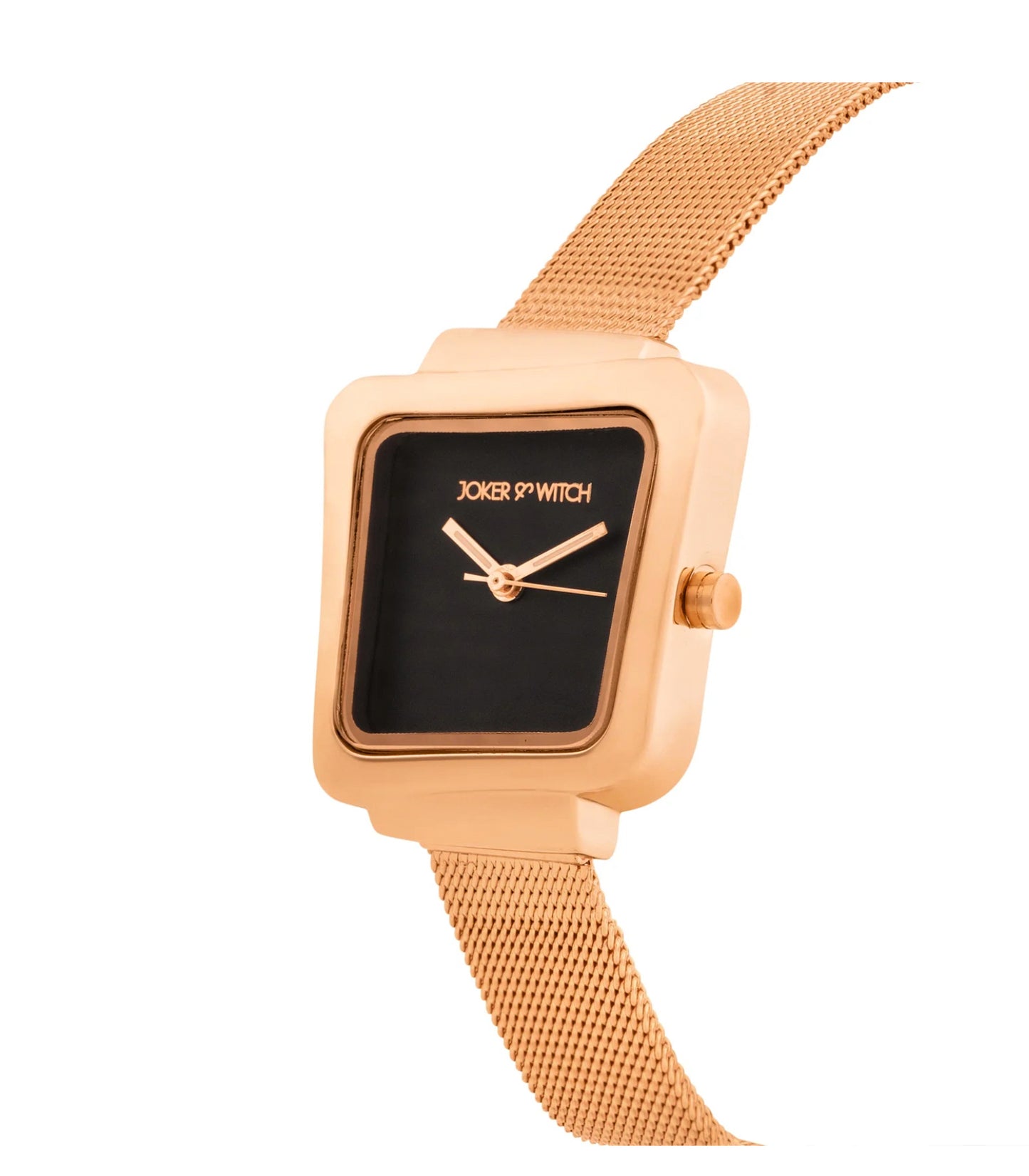 REGALIA ROSE GOLD WATCH WITH A BLACK DIAL AND A MESH STRAP