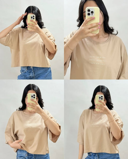 Women’s Oversized Casual T-Shirt –, Round Neck, Half Sleeve,