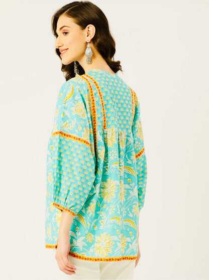 Turquoise Boho Printed
Top