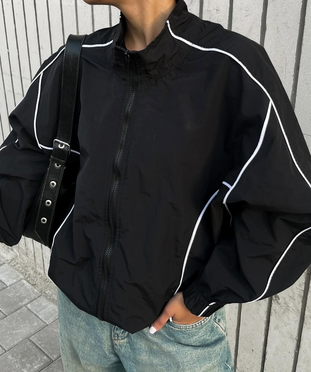 White& black track jacket for girls