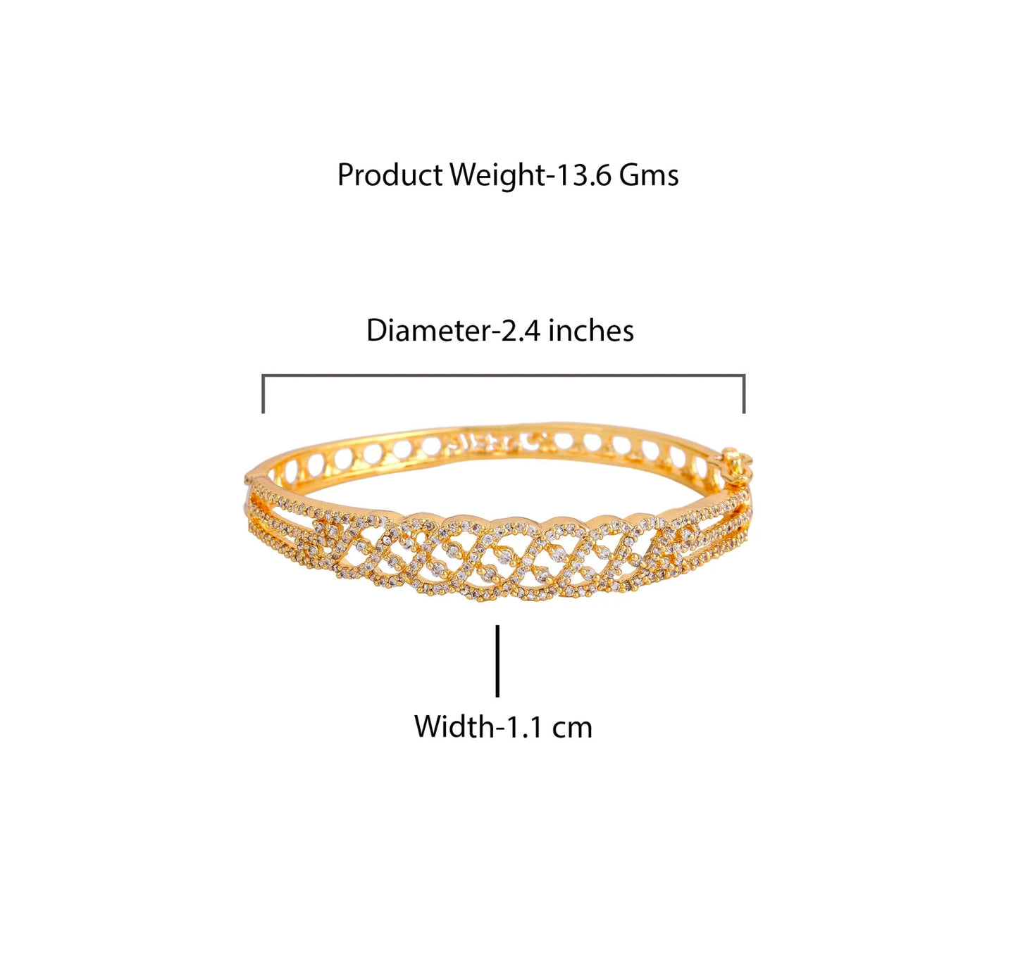 Estele Luxe Glow Gold Plated Comfort Fit Stunning White American Diamond Bracelet for Girls & Women I A Timeless Touch of Brilliance