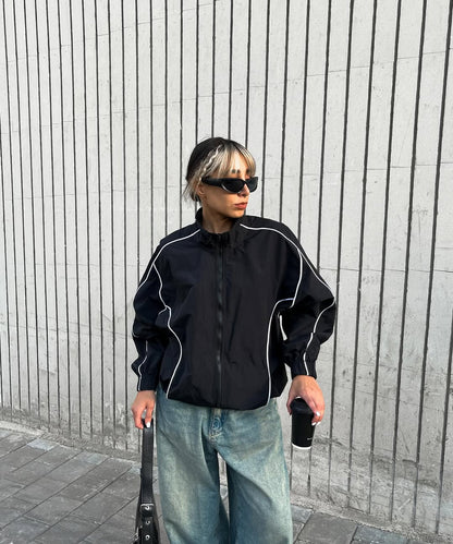 White& black track jacket for girls