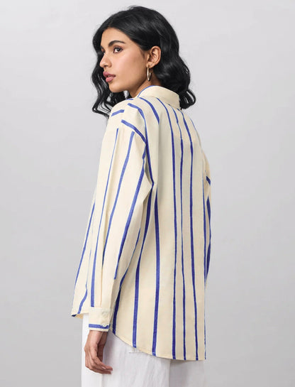 Stripe Shirt: Sailor Women Boyfriend Shirts.