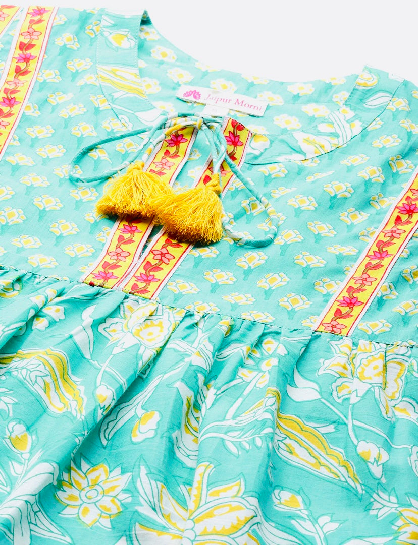 Turquoise Boho Printed
Top