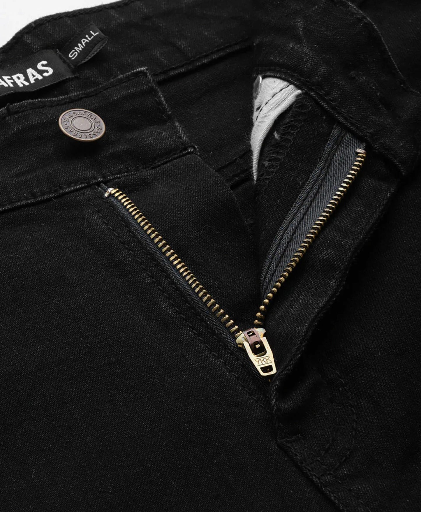 Women Black Side Button Placket Stretch Straight Jeans