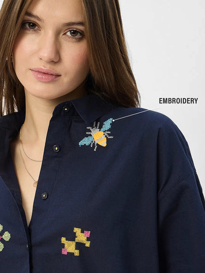 Embroidered Shirt: Magnolia Women Boyfriend Shirts