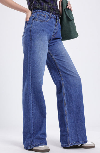 Women Mid-Rise Light Fade Pure Cotton Wide Leg