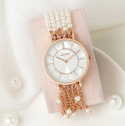 CONSTANCE WHITE MOP DIAL SINGLE WRAP ROSE GOLD WATCH
